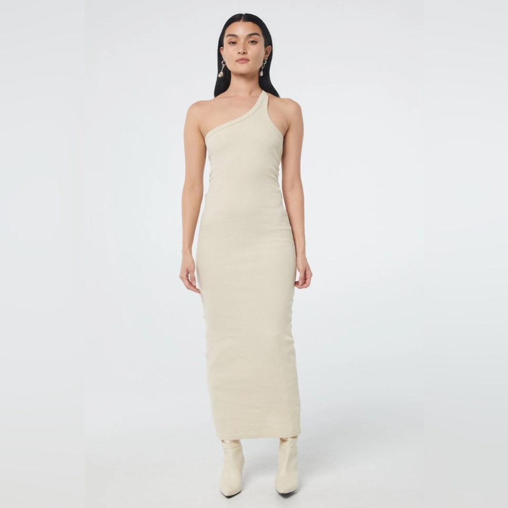 NWT The Line by K Gael Cream One Shoulder Midi Tank Dress Sz Large